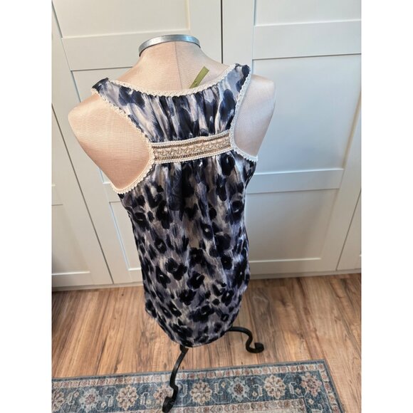 Y2K Cheetah Print Tank Tunic Top M Lace Trim Round Neck Whimsigoth Coquette USA - Picture 9 of 16